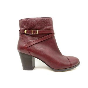 Giani Bernini Burgundy Cap Toe Buckle Zip Block Heel Ankle Boots Women's 11 M